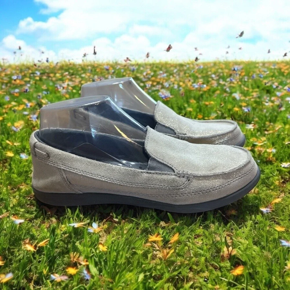 Crocs Shoes Summer 8 MocToe Loafers Flats Casual Beige Sparkles  Leather Slip On